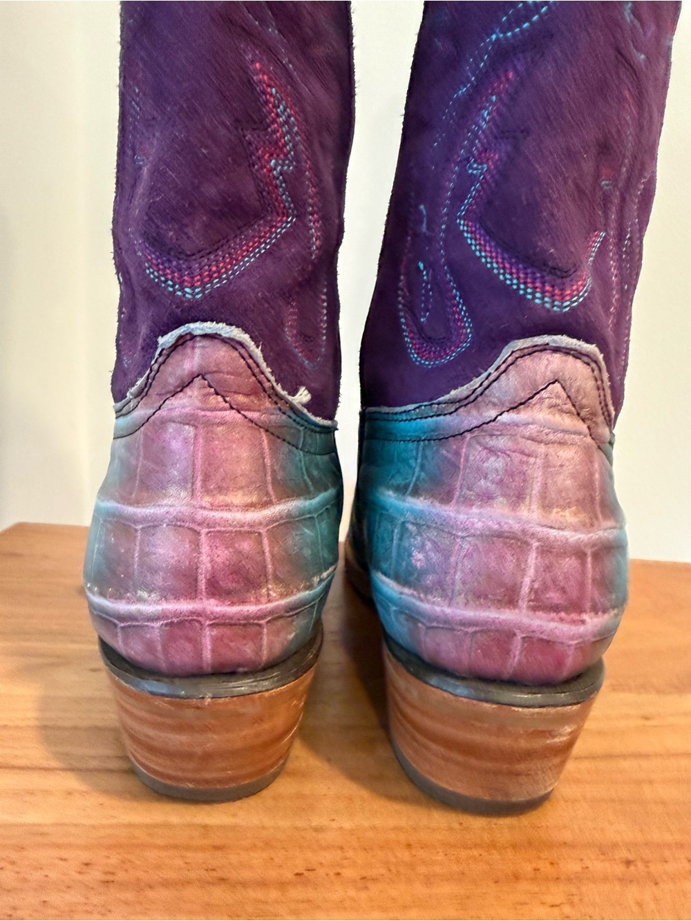 Dingo Caterina Royale Purple Caiman Print Western Boots Size 9 - Picture 7 of 16